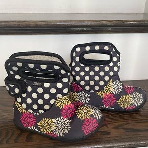 Kids' Baby Bogs Waterproof Pull On Winter Boot Toddler Girl - Flowers and Dots
